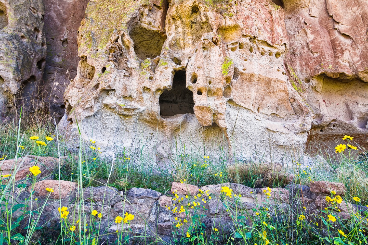 Ancient cave dwellings in Bandelier National Monument, NM Santa Fe Day Trips