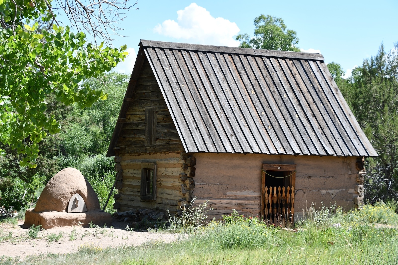 Cabin on land at El Rancho de las Golondrinas.