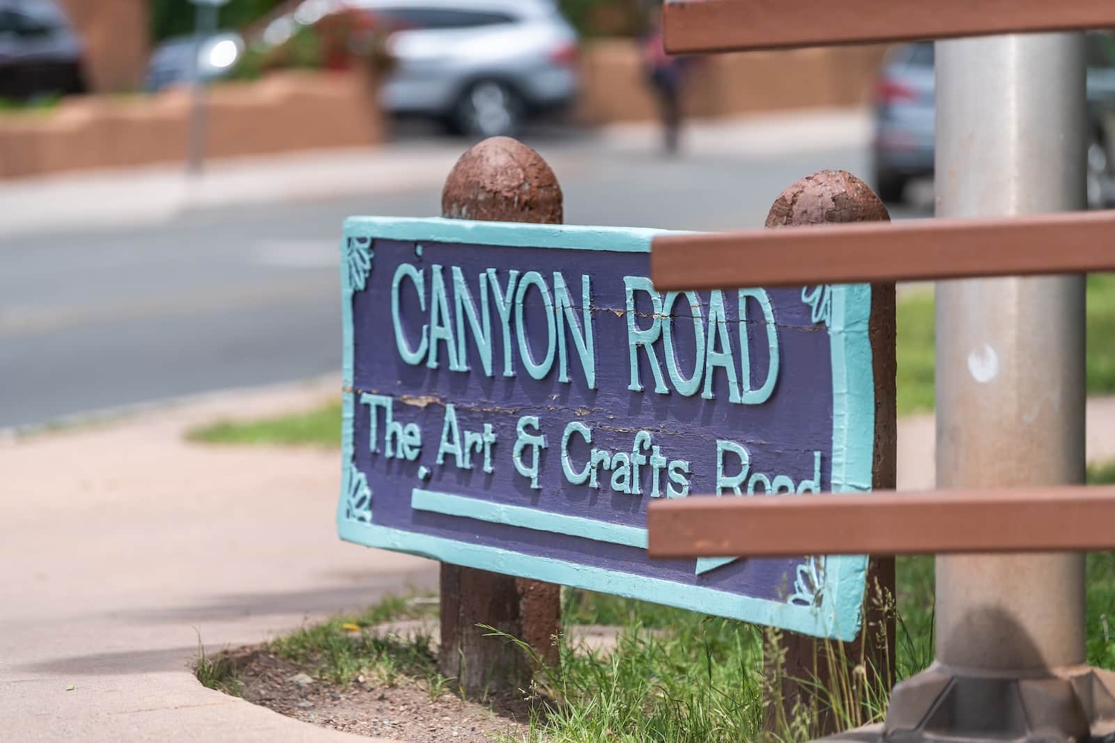 The sign as you come onto Canyon Road Santa Fe where hundreds of galleries await your discovery.