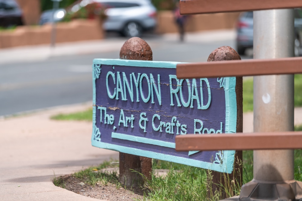 A sign on Canyon Road, where you'll find a bunch of art galleries and some of the best things to do in Santa Fe in 2023