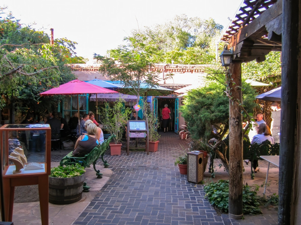 People sitting outside The Shed, a great spot to enjoy the best lunch in santa fe