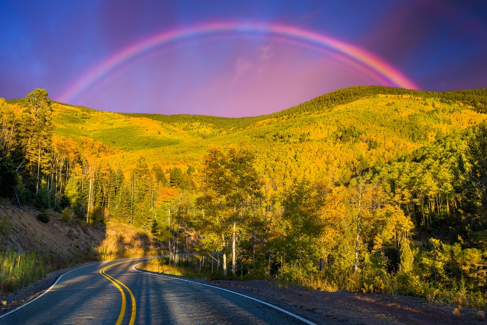 Rainbow and gorgeous fall foliage to enjoy on Santa Fe Scenic Drives this fall