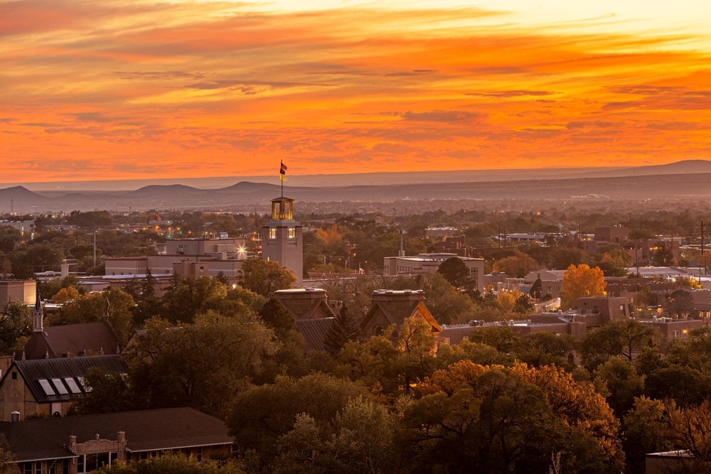 Beautiful fall sunset in Santa Fe, which you'll enjoy while staying at our Santa Fe Bed and Breakfast